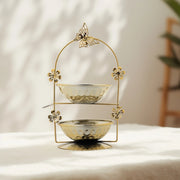 Gold Coated Double Storey Gold Bowl| gold decorative ornament for table centerpiece | gold plated | Gold palted pooja bowl